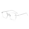 Gafas sin Montura para Mujer, Estilo de Alta Gama, Montura Grande, Hace que la Cara Parezca Más Pequeña, Titanio Puro Ultraligero, Adecuadas para Lentes Graduados, Monturas sin Borde