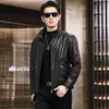 Nueva Chaqueta de Cuero Genuino Haining para Hombre de Primavera y Otoño, Chaqueta de Piel de Ternera Encerada al Aceite con Cuello Solapa, Chaqueta Casual de Moda para Hombre