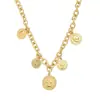 Nova Corrente de Clavícula Elegante de Alto Padrão em Aço Inoxidável com Pingente de Moeda Cabeça de Estrela Joia Cruzada 18K Gold