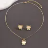 2025 explosões pedra olho de gato simples gato fofo ouro rosa presente colar brincos conjunto moderno