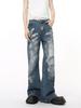 MTLCLOTHES ropa de hombre otoño nuevo calle alta industria pesada pintado viejo tubo recto jeans lavados casual tendencia