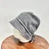Chapéu de Balde Liso Versátil Fumeng Feminino Outono/Inverno Chapéu de Lã Quente Circunferência da Cabeça Grande Faz o Rosto Parecer Menor Chapéu de Tricô