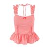 Top Francés Sexy Sexy Dulce de Cuadros con Encaje y Cordones para Mujer Verano Petite sin Mangas Chaleco Camiseta