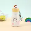 Taza de pajita de dibujos animados muy atractiva y linda, taza con aislamiento al vacío de acero inoxidable 316, taza mini compacta de viaje para niñas