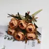 Flores artificiales Austin de 6 cabezas transfronterizas para decoración de hotel, hogar y casa de huéspedes, decoración de bodas, flores falsas