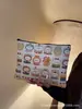 Bolsa de Mão Urso de Desenho Animado com Tema de Caqui e Estampa Girly Joy, Bolsa de Maquiagem em Lona, Necessaire de Grande Capacidade