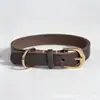 Collar para Mascota Cosido a Mano, Collar de Cuero Genuino, Collar de Piel de Vaca de Primera Capa, Collar para Cuello de Perro, Correa para Cuello de Perro, Anillo para Cuello de Perro, Pequeño y Mediano