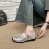 Zapatos Mary Jane Plateados Retro Franceses para Mujer 2026 Verano Nuevos Zapatos de Ballet con Lazo de Nicho para Mujer
