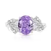 Anel Formato Ovo de Pombo com Corte Flor de Gelo de Pedra Colorida, Super Brilhante Diamante de Alto Carbono, Anel Formato Ovo Banhado a Ouro, Venda Direta de Peça Única