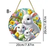 Decorações Penduradas de Páscoa para Varanda, Enfeites de Disco de Acrílico para Janela ao Ar Livre, Etiquetas Transfronteiriças, Decorações Penduradas de Coelho para Família com Corrente