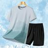 Conjunto de Camiseta de Seda de Gelo Gradiente de Manga Curta para Homens e Mulheres no Verão Fresco Camiseta de Meia Manga Marca Tendência Respirável Secagem Rápida Shorts Roupa Esportiva