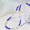 Estilo ins retro alta calidad lapislázuli natural diseño de cristal blanco collar cadena para suéter cadena para clavícula