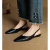 Sandalias Planas de Tacón Bajo Chuyuji para Mujer Verano 2026 Punta Fina Hepburn Negocios Sin Espalda Zapatos de una Sola Pieza