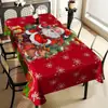 Toalha de mesa de Natal com estampa de pinheiro e rena, feita de poliéster, toalha de mesa decorativa para festa com atmosfera de feriado de inverno estilo americano