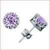 Pendientes de corona, versión coreana de pequeñas joyas coreanas, venta al por mayor, pendientes de circonita de cristal de imitación chapados en plata y cobre blanco.