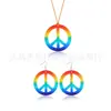 Nueva Decoración de Carnaval Halloween Símbolo de la Paz Multicolor Hippie Collar Colgante Pendientes Accesorios de Mascarada