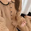 Pijama de Gasa de Algodón con Lunares Dulce y Elegante Estilo Coreano para Mujer, Nuevo Conjunto Cómodo Casual Holgado para Casa de Primavera y Otoño