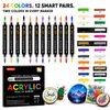 Plumón acrílico transfronterizo de 24 colores con diseño de doble punta para pintura artística DIY infantil sobre cerámica, vidrio y madera