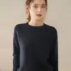 Suéter de cashmere com gola redonda feminino de cashmere espessado cor sólida solto justo de malha suéter base suéter manga longa