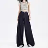 Jeans Versátil de Perna Reta Slim-Fit para Mulheres, Calças de Cintura Alta Slimming Wide-Leg 2025, Calças Compridas