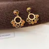 Aretes de ojo de tigre geométricos irregulares con poste de plata, aretes estilo Maillard vintage, aretes de diseño único de nicho para mujer