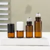 Frasco de vidro marrom com esfera roll-on de 1ml 2ml 3ml 5ml frasco de bola para caminhada frasco de perfume frasco de amostra de óleo essencial