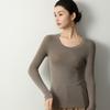 Camiseta Básica de Punto de Lana Peinada Superfina Yangzi para Mujer Otoño e Invierno Cuello Redondo Ajustado Delgado Jersey Interior Fino