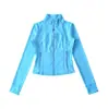 Top Deportivo de Yoga y Fitness Estilo Chica Caliente Estilo Americano Nuevo para Primavera y Otoño 2026 Chaqueta de Manga Larga con Cuello Alto y Cremallera Corta para Mujer