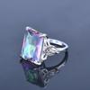 Zhen Rong deseja o anel de diamante quadrado de topázio de sete cores mais vendido para mulheres, personalidade criativa europeia e americana, cravejado com gema arco-íris