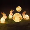 Lámpara decorativa exterior con forma de conejo, lámpara de accesorio animal de resina y fibra de vidrio, conejito brillante, luz de conejo simulada