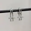 Pendientes de Aro Doble Capa con Cruz de Circonita Super Brillantes Textura Ins Lujo Ligero Versátiles Nuevos Pendientes Populares Joyería