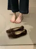 2026 Nuevos Zapatos Planos de Ballet de Terciopelo con Estampado de Leopardo Vintage, Suela Suave, con Lazo y Punta Redonda para Mujer