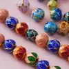 Pulseira Colar de Latão com Pingente Gota de Óleo Esmalte Azul Queimado e Contas Cloisonné Vintage Material: Contas de Lótus com Fundo de Nuvem