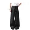 Pantalones negros de pierna ancha para hombre y mujer, nuevo estilo primavera/otoño 2026, diseño plisado de nicho, tacto de alta gama, pantalones rectos holgados y fluidos hasta el suelo