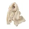 Bufanda 100% cachemira pura para mujer, tejido de ganchillo calado estilo coreano, calentador de cuello cálido, chal largo y versátil para otoño e invierno