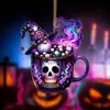 Venta Caliente Nuevo Acrílico 2D Calavera Dulce Decoración de Halloween Colgante para Coche