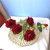 Simulação de 5 cabeças de flanela Rose canto de flanela transfronteiriça Rose Wedding auditório decoração de casa flor falsa simulação de flores atacado