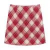 Falda Midi de Lana Talla Grande Ligeramente Gordita MM Otoño Invierno Falda Corta Retro para Mujer Cintura Alta Falda Bodycon de Línea A Tipo Pera