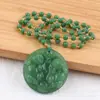 Pingente de Jade Verde Esmeralda Natural de Mianmar Imitação Ponto Turístico Empurrão Quente Drenagem Dinheiro Pixiu Pingente de Guanyin Corrente de Suéter