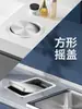 Tapa de Cubo de Basura Empotrado en Encimera con Apertura, Tapa de Acero Inoxidable para Fregadero con Tapa abatible de Mesa, Mesa con Tapa