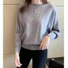 Suéter Outonal Casual Japonês e Coreano de Listras Verticais, Manga Morcego Ampla, Estilo Preguiçoso Solto, Camisa Básica Tricotada, Top de Manga Longa