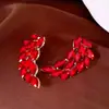 Brincos de Tarraxa Folha de Diamante Inlay de Agulha de Prata Vintage Estilo Palácio Retro Brincos Requintados Joia de Orelha de Luxo Leve Sensação de Alto Padrão