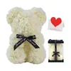 Oso de Rosa Flor Eterna de 25 cm Transfronterizo Regalo para el Día de la Madre San Valentín Oso de Flor de Espuma Caja de Regalo de PVC Venta al por Mayor