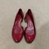 Zapatos Planos para Mujer Chuyuji Estilo Retro Francés Rojo Poco Profundos Slip-On Moda Versátil Punta Redonda