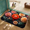 Alfombrilla de suelo floral de cristal y terciopelo imitación cachemir más vendida de Temu transfronteriza para entrada del hogar, felpudo resistente a la suciedad y al desgaste en stock