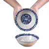 Cuenco Cerámico para Fideos Estilo Chino, Bol Grande de Porcelana Azul y Blanca para Uso Doméstico, Bol Esmaltado, Vajilla Apta para Microondas