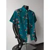 Camisa de Flores Retro Vintage Estilo Japonés Manga Corta Tailandesa Hawaiana Orilla del Mar Nicho de Alta Gama Camisa Holgada para Hombre