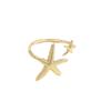 Anillo Geométrico de Estrella de Cinco Puntas de Metal Cobre 18K para Mujer, Elegante Anillo Abierto de Estrella de Celebridad de Internet, de Alta Gama Versátil de Moda