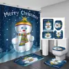 Cortina de Chuveiro para Banheiro com Rena de Natal Azul, Impermeável e Resistente a Mofo, Cortina de Chuveiro Espessa para Melhorar a Atmosfera, Fornecida Diretamente pelo Fabricante