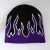 Gorro de punto con estampado de llamas para hombre y mujer, gorro tipo beanie de moda callejera hip-hop con personalidad, ropa para vacaciones